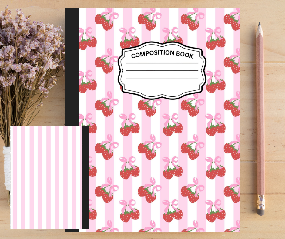 Strawberry Cherries-Composition Notebook sticker
