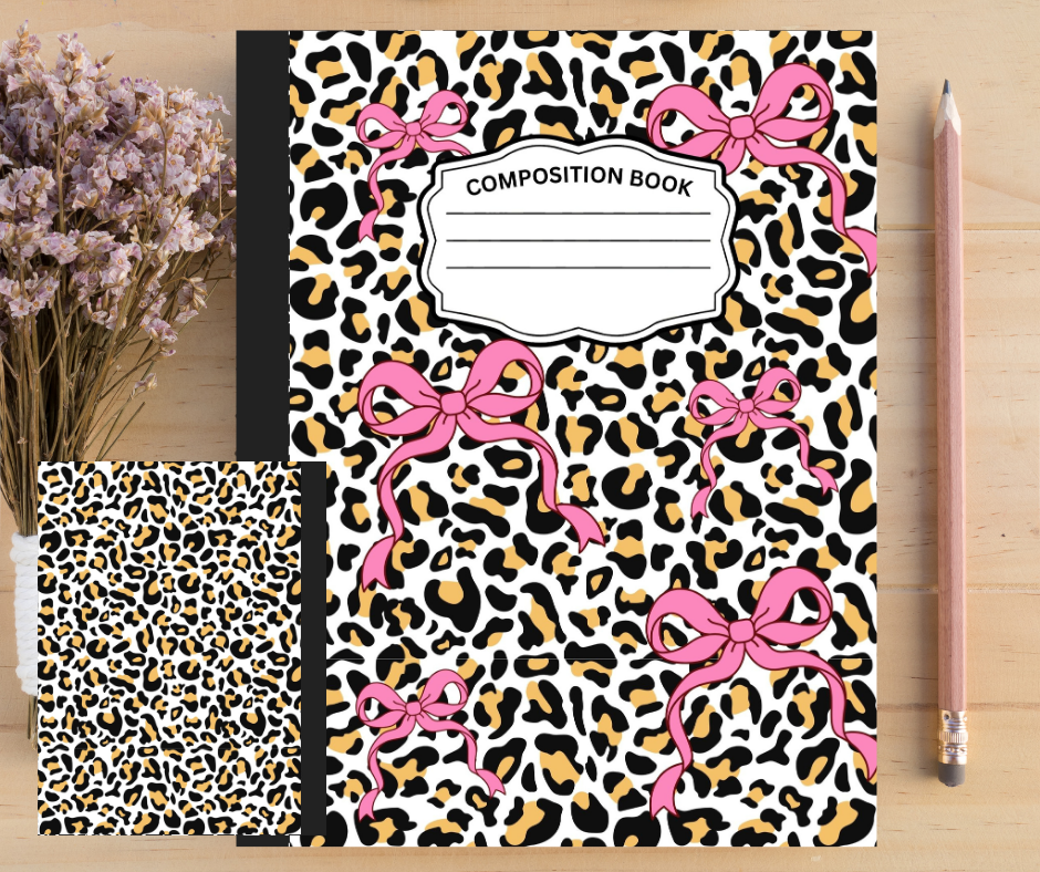 Leopard Bow-Composition NoteBook Sticker