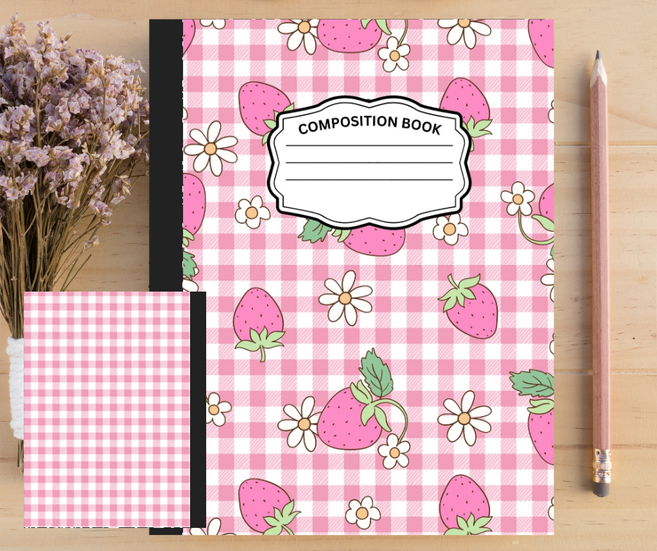 Pink Strawberry-Composition Notebook Stickers