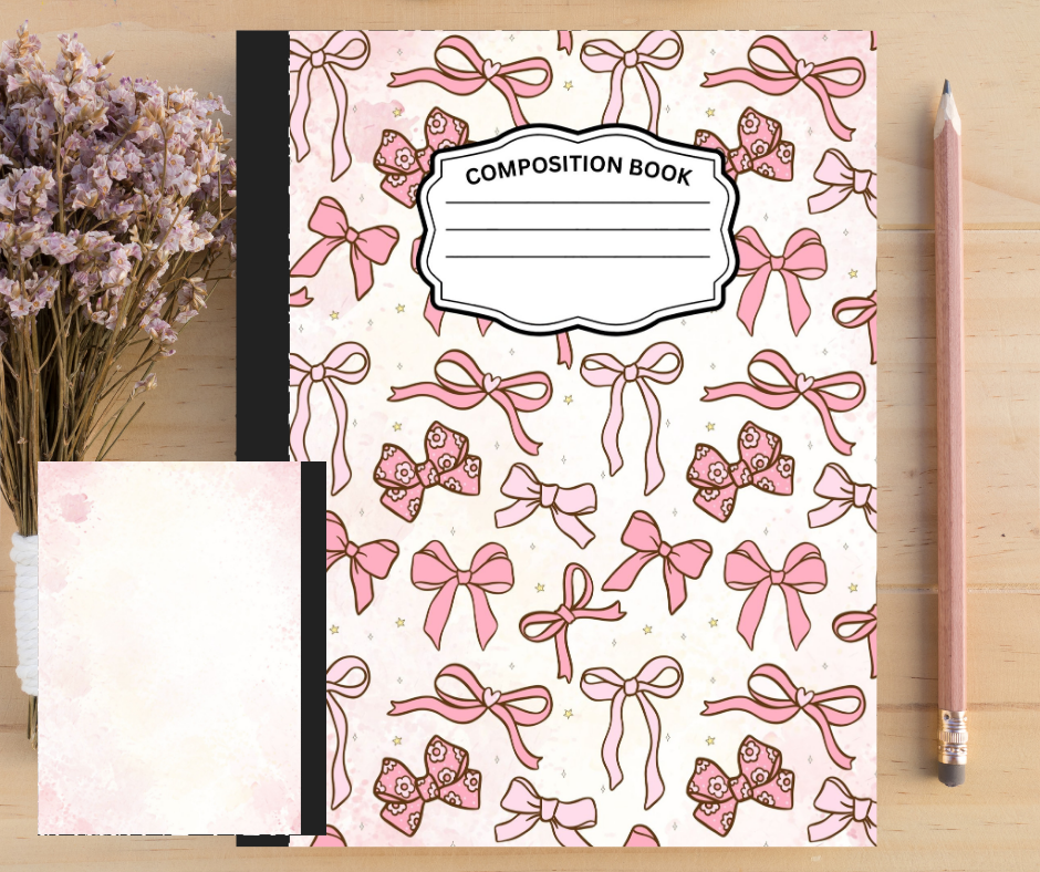 Pink Bows-Composition Notebook Sticker